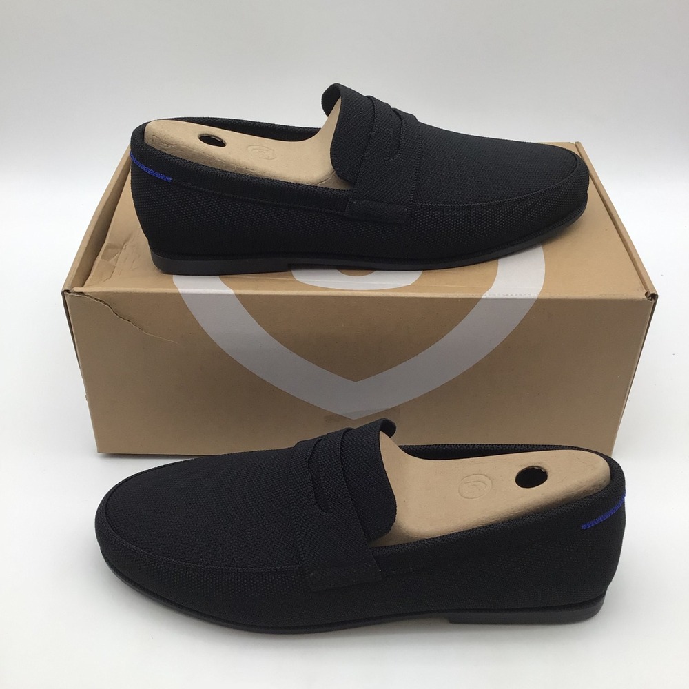 Rothys Mens The Ravello Penny Loafer Black Knit Slip On Shoes Size 10.5 NEW